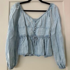 Aerie Light Denim Blue Blouse